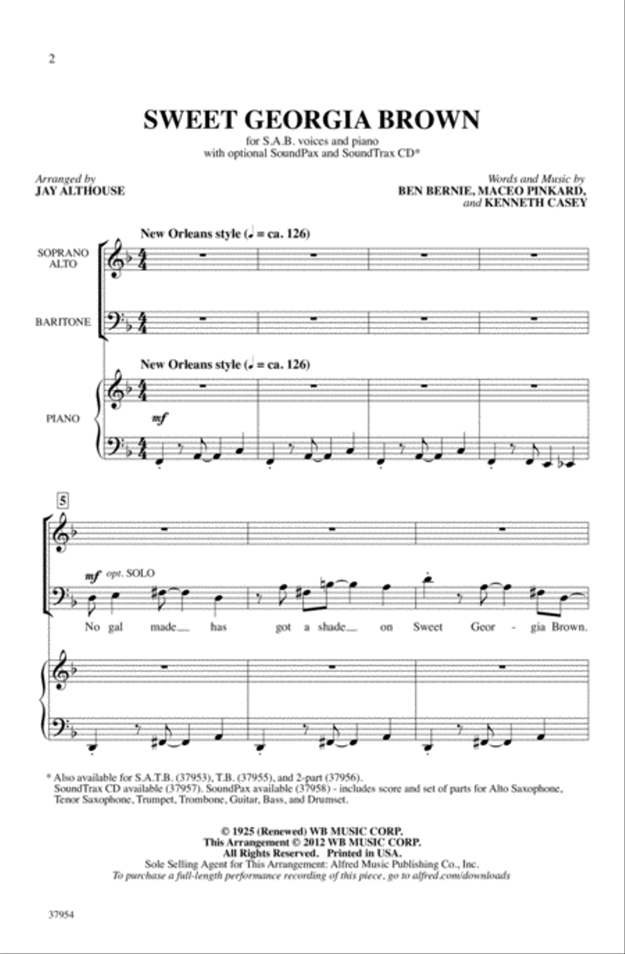 Sweet Georgia Brown Choir scores gallery preview page 1