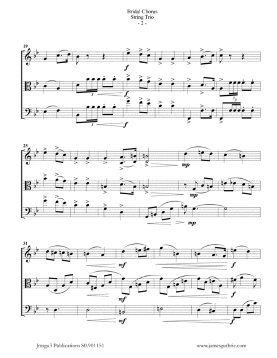 Wagner: Bridal Chorus for String Trio String Trio scores gallery preview page 2