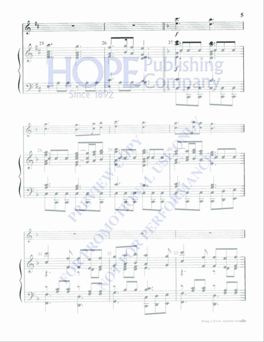 Bring a Torch, Jeanette Isabella 5-Octaves scores gallery preview page 5