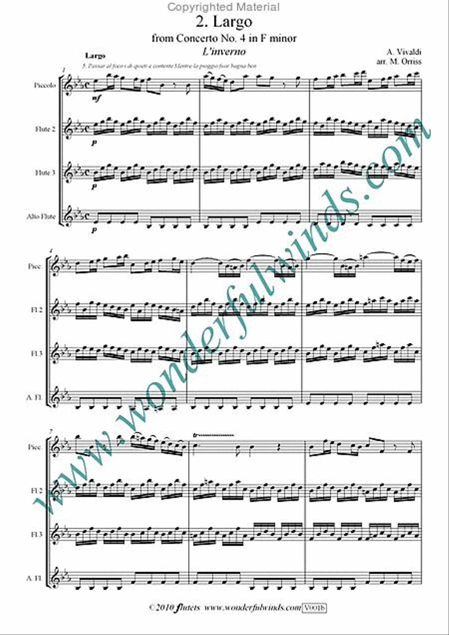 Largo (Winter) Flute Quartet scores gallery preview page 2