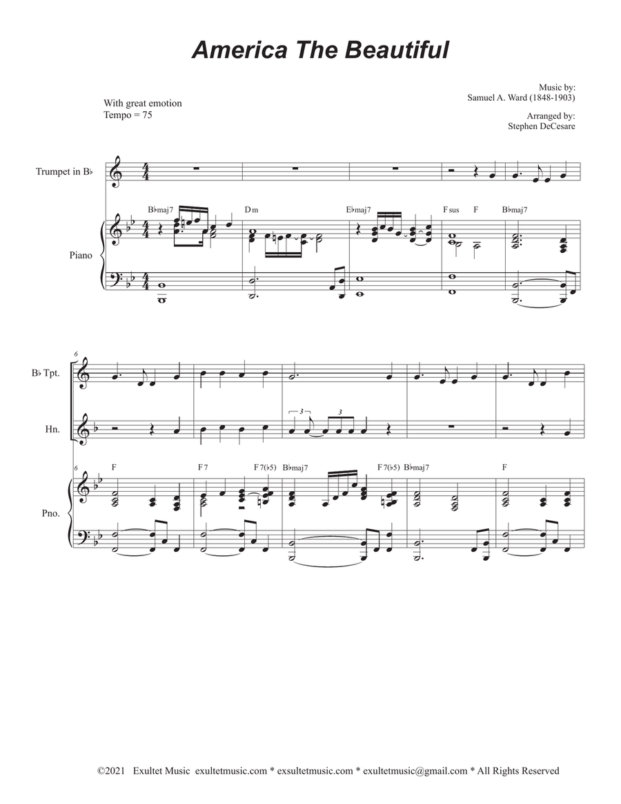 Patriotic Duets for Bb-Trumpet and French Horn Brass Duet scores gallery preview page 2