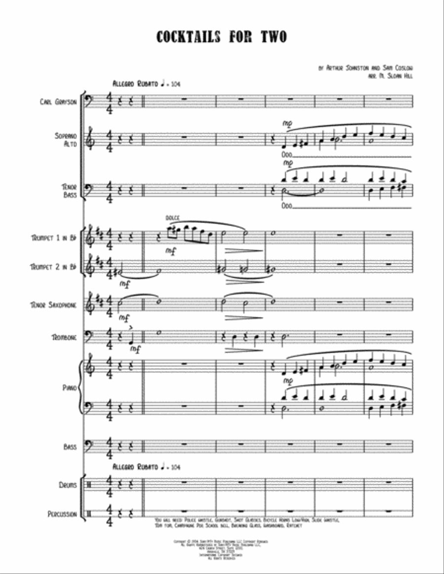 Cocktails For Two Cocktails For Two 4-Part scores gallery preview page 2