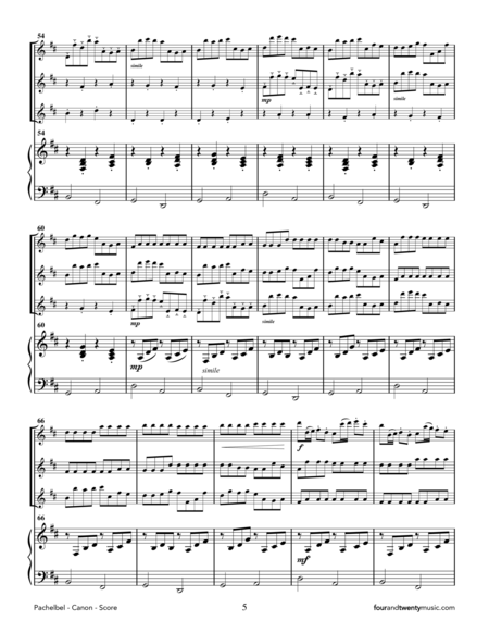 Canon - transcribed for three flutes and piano image number null