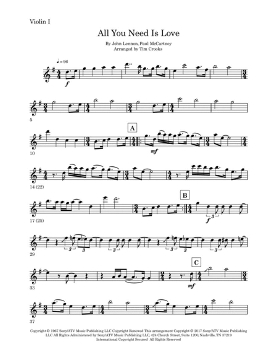 All You Need Is Love String Quartet scores gallery preview page 5