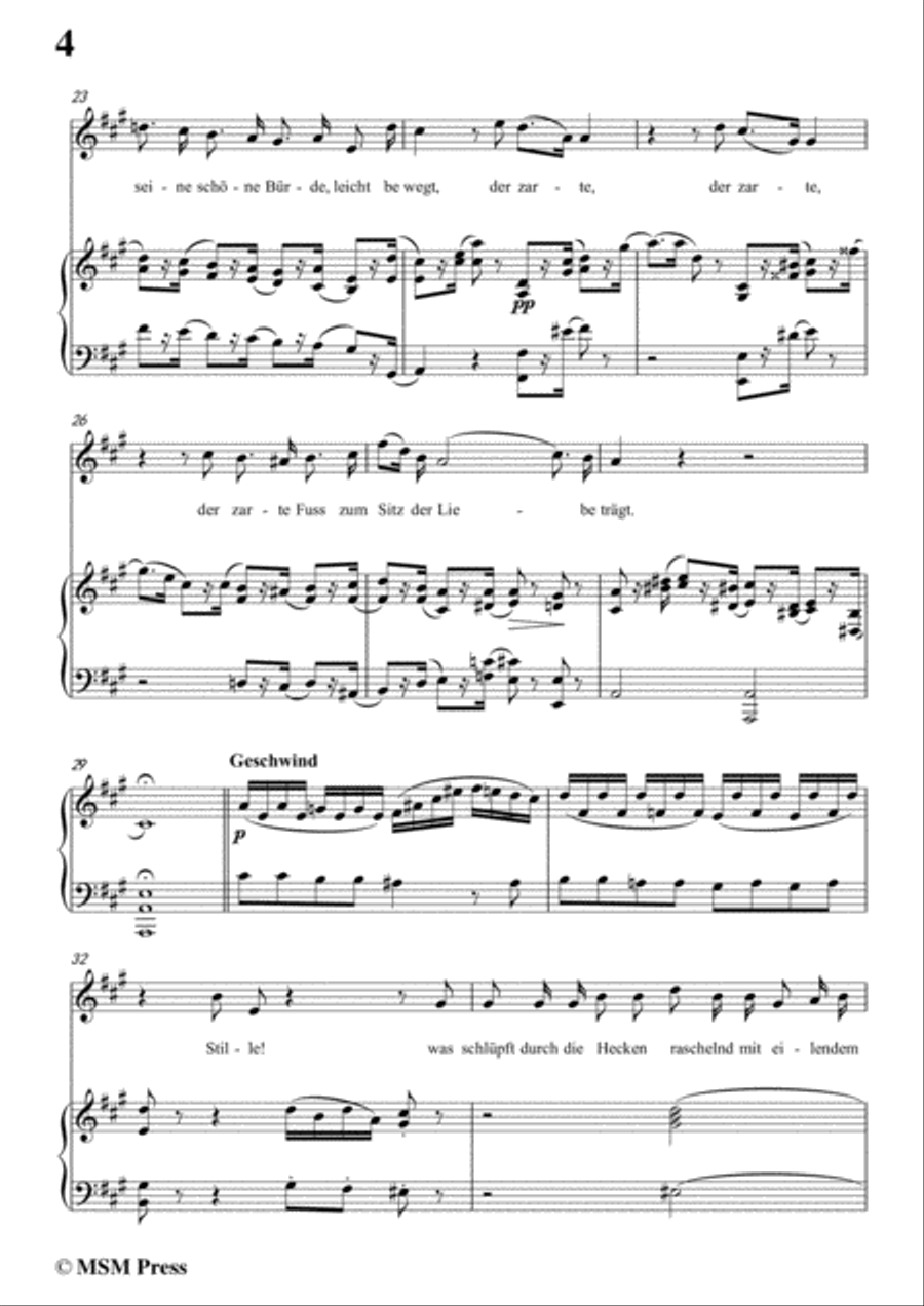 Schubert-Die Erwartung,Op.116,in A Major,for Voice&Piano Voice scores gallery preview page 6