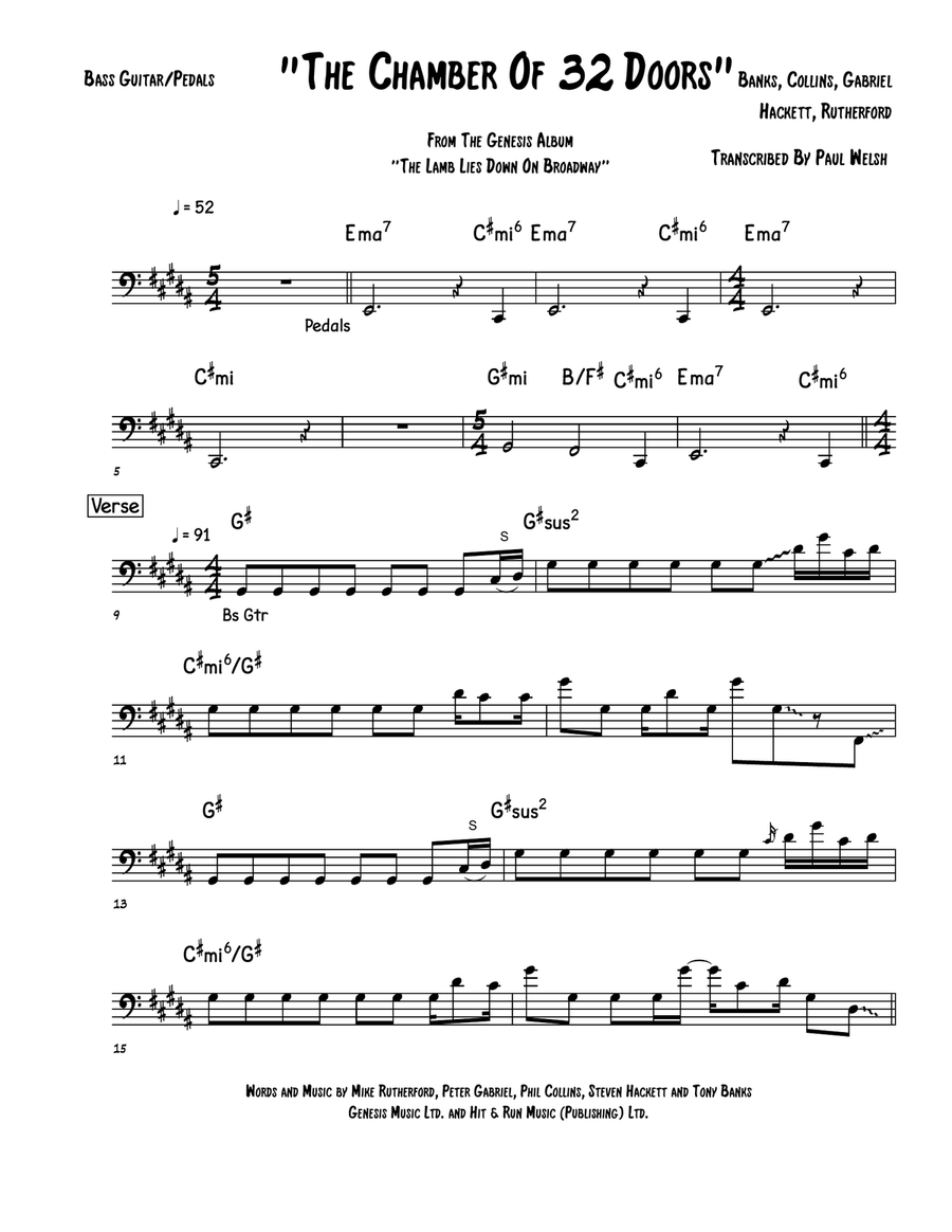 Chamber Of 32 Doors Chamber Of 32 Doors Bass Guitar scores gallery preview page 1