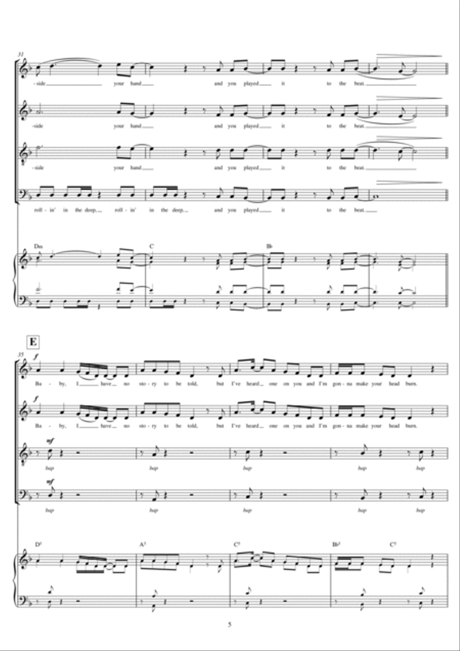 Rolling In The Deep (Arr. Gitika Partington) Choir scores gallery preview page 5