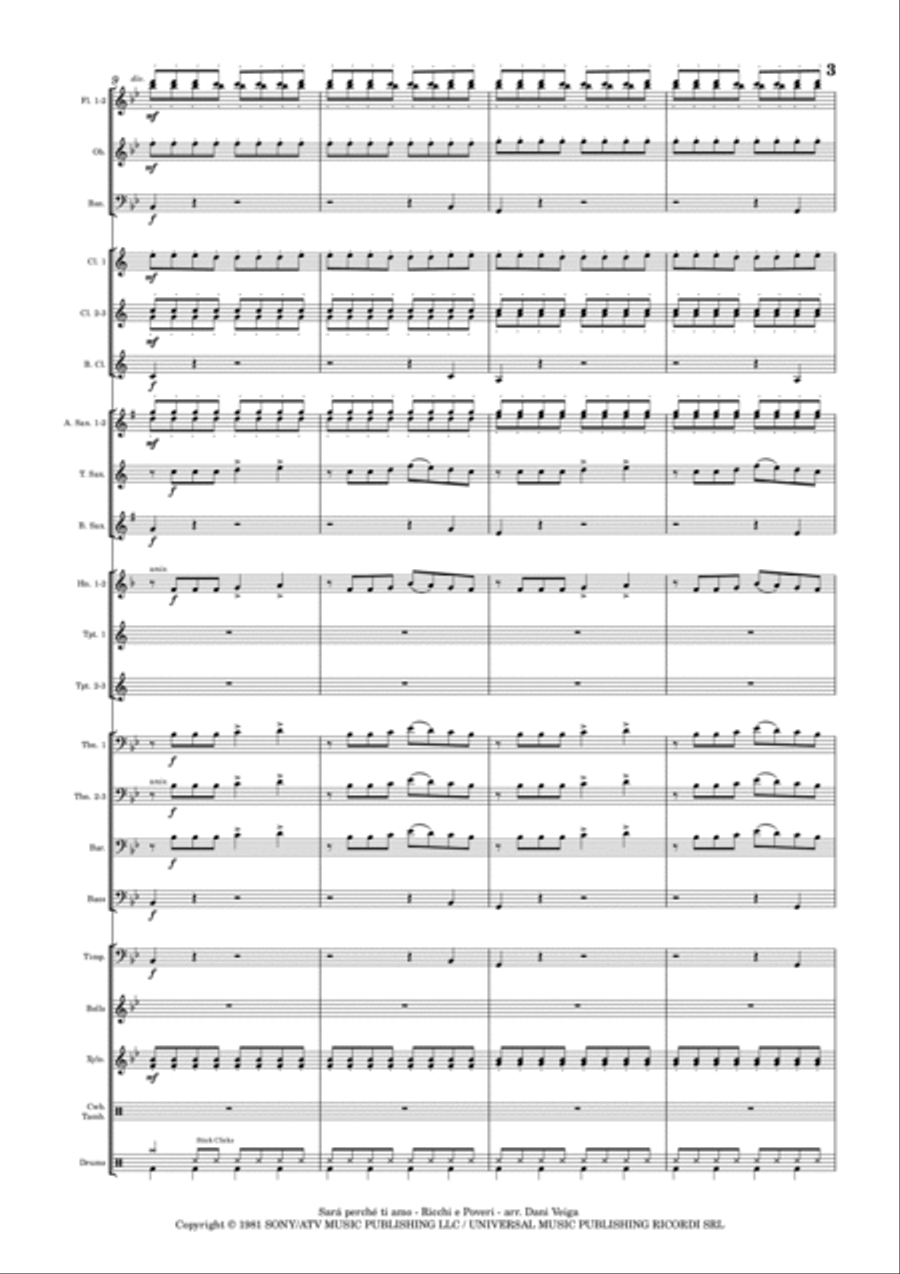 Sara Perche Ti Amo Concert Band scores gallery preview page 3