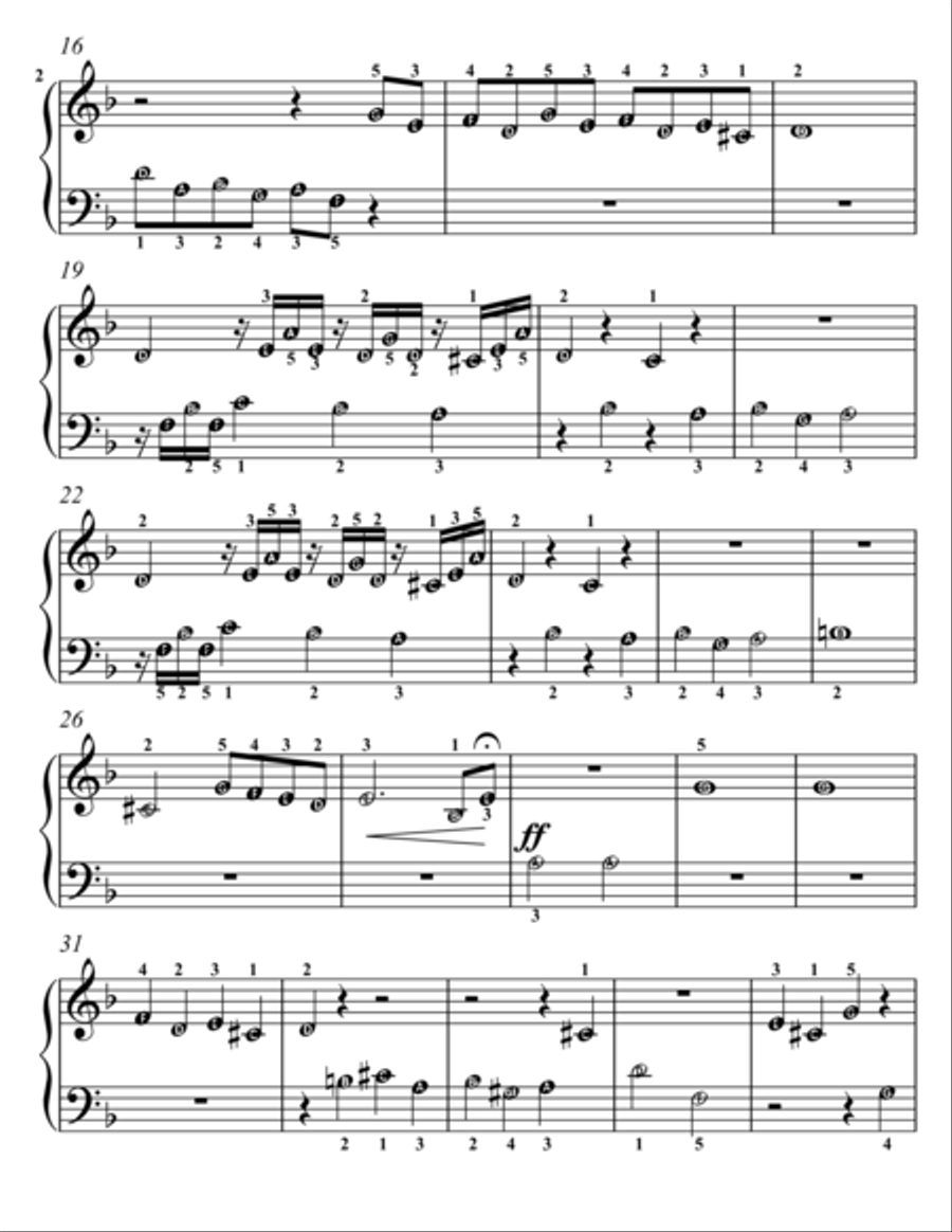 Toccata and Fugue in D Minor Beginner Piano Sheet Music Easy Piano scores gallery preview page 3