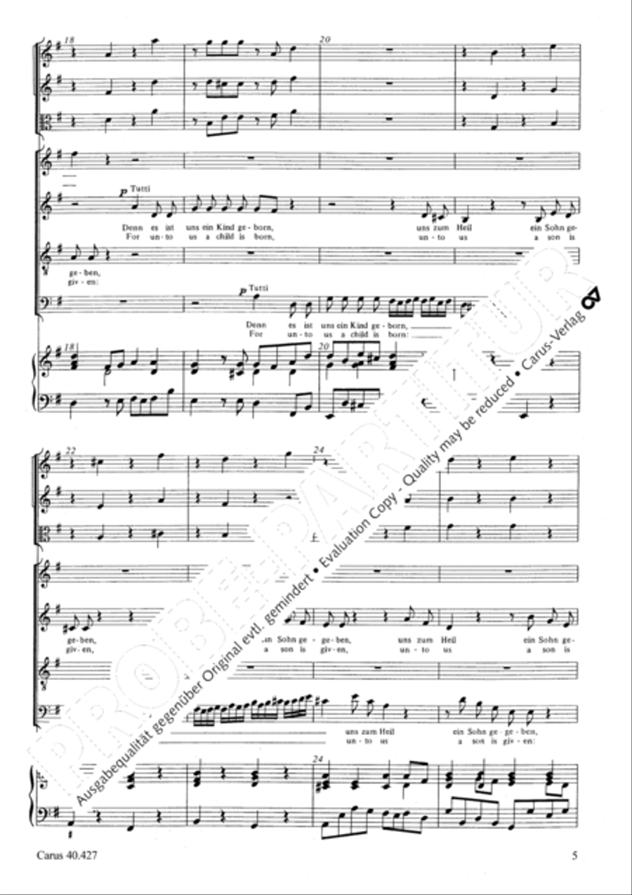 For unto us a child is born (Denn es ist uns ein Kind geboren) 4-Part scores gallery preview page 6