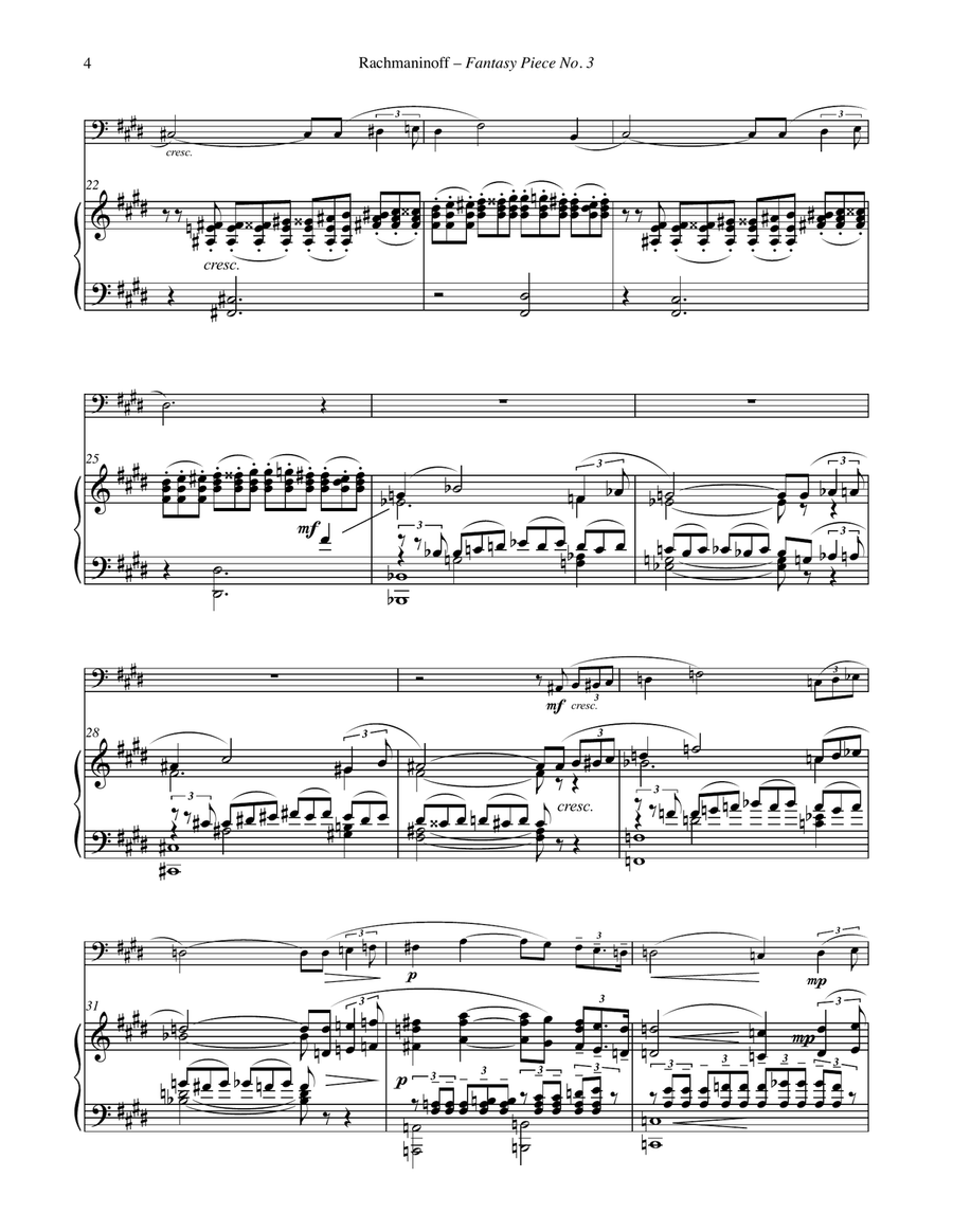 Fantasy Piece Op. 3, No. 3 for solo Tuba or Bass Trombone and Piano Bass Trombone scores gallery preview page 4