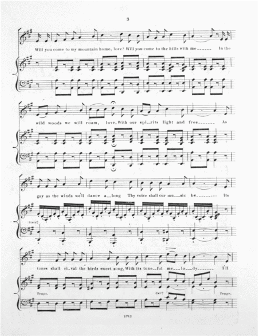 Will You Come To My Mountain Home? Song Voice scores gallery preview page 3