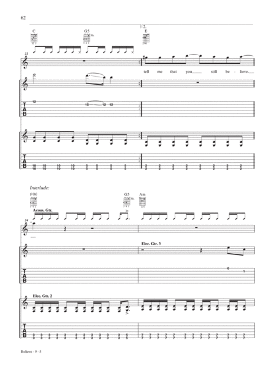 Believe Believe Electric Guitar scores gallery preview page 5