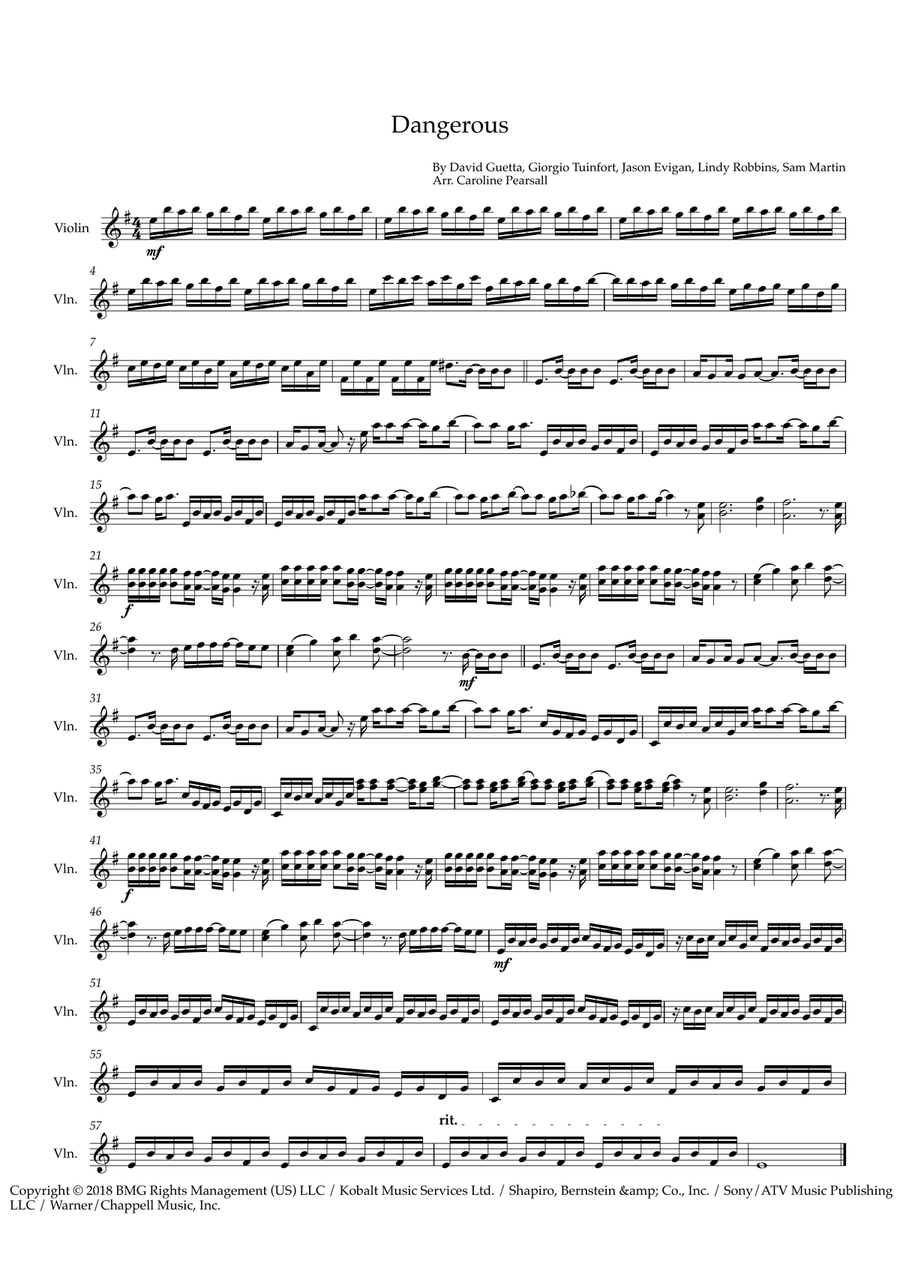 Dangerous Violin Solo scores gallery preview page 1