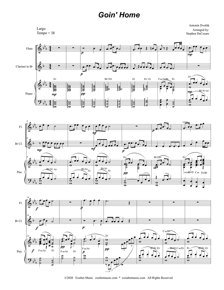 Goin' Home (Duet for Flute and Bb-Clarinet) Woodwind Duet scores gallery preview page 1