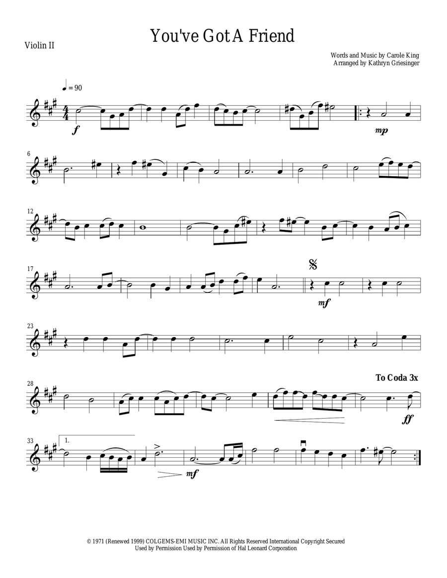 You've Got A Friend You've Got A Friend String Quartet scores gallery preview page 3