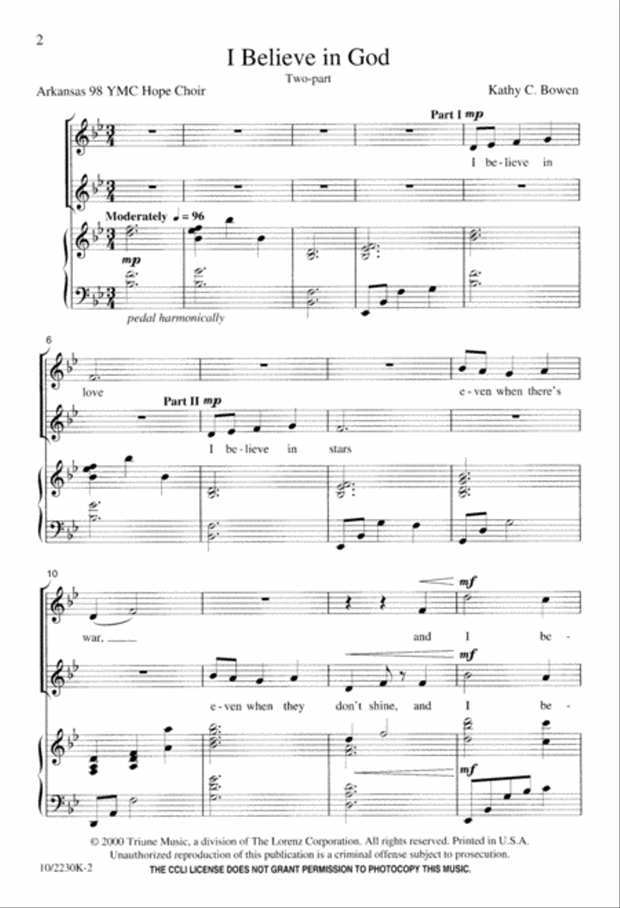 I Believe in God I Believe in God 2-Part scores gallery preview page 3