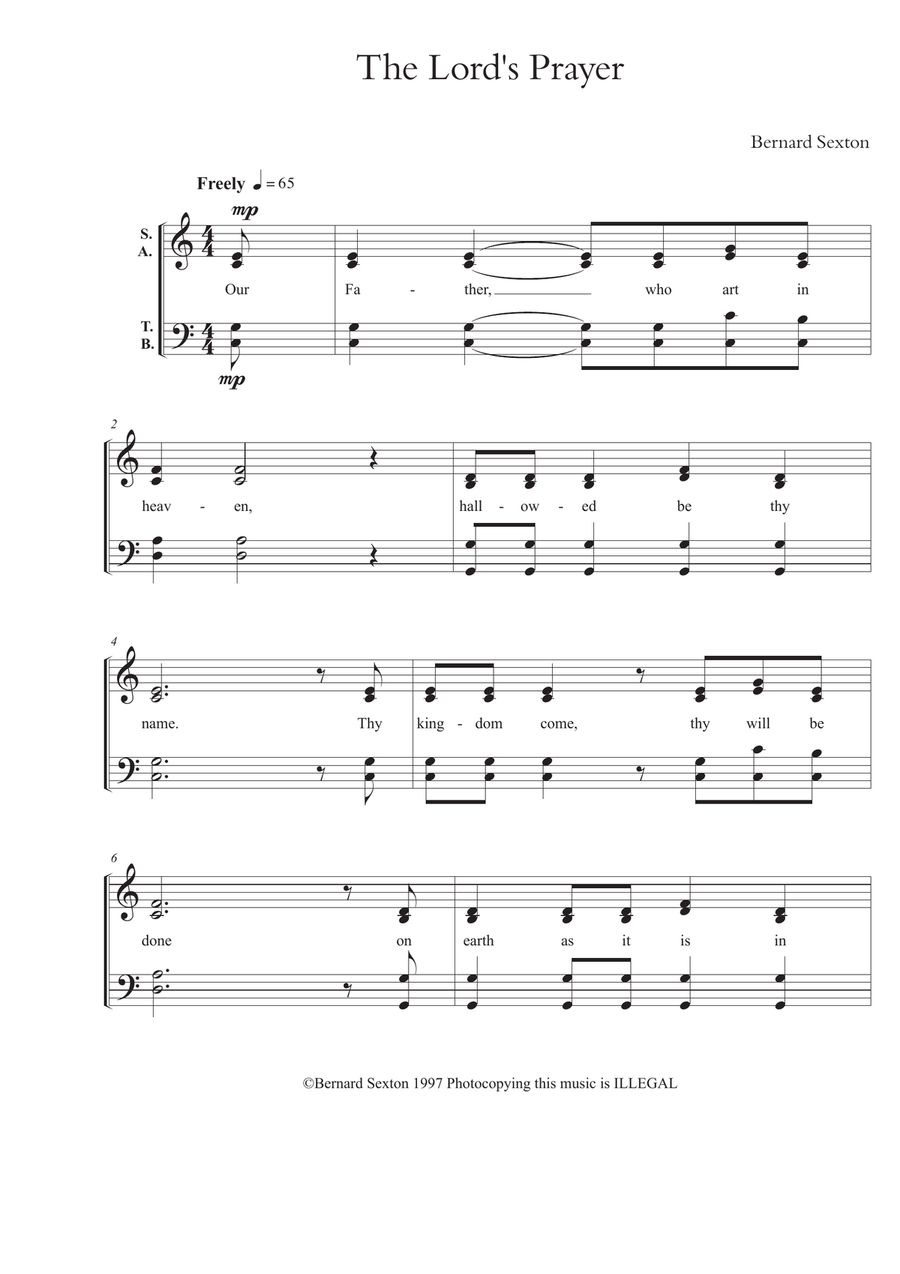 The Lord's Prayer (Our Father) 4-Part scores gallery preview page 2