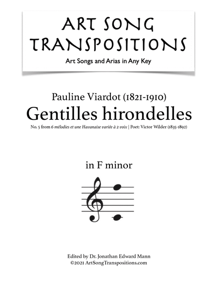 VIARDOT: Gentilles hirondelles (transposed to F minor)