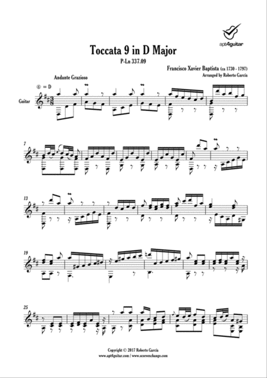 Toccata 9 in D Major Toccata 9 in D Major Acoustic Guitar scores gallery preview page 2