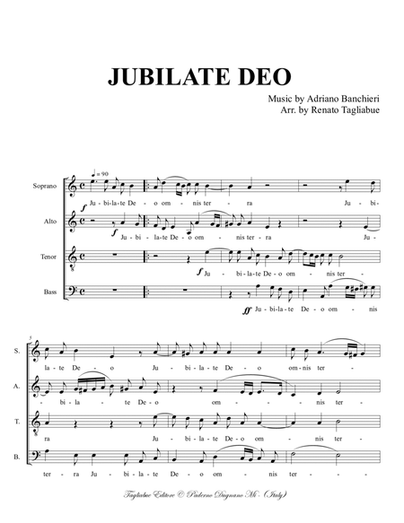 Banchieri A. JUBILATE DEO, For SATB Choir image number null