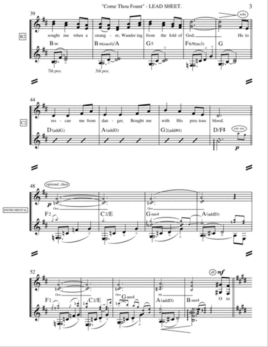Come Thou Fount (Lead Sheet) Voice Solo scores gallery preview page 3
