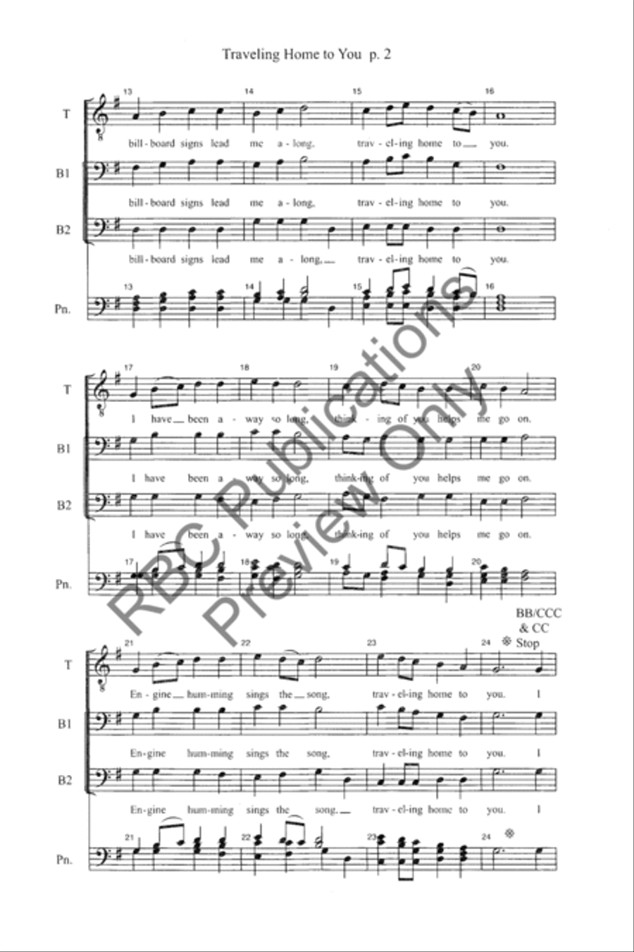 Traveling Home To You (TBB) 3-Part scores gallery preview page 4