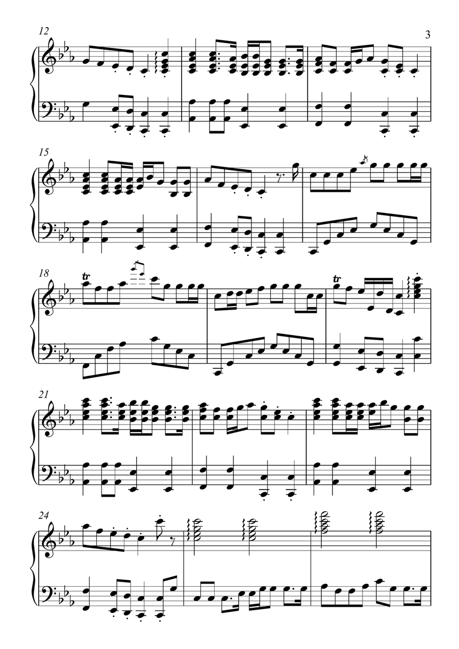 Soon May the Wellerman Come - Sea Shanty - advanced piano solo Piano Solo scores gallery preview page 3