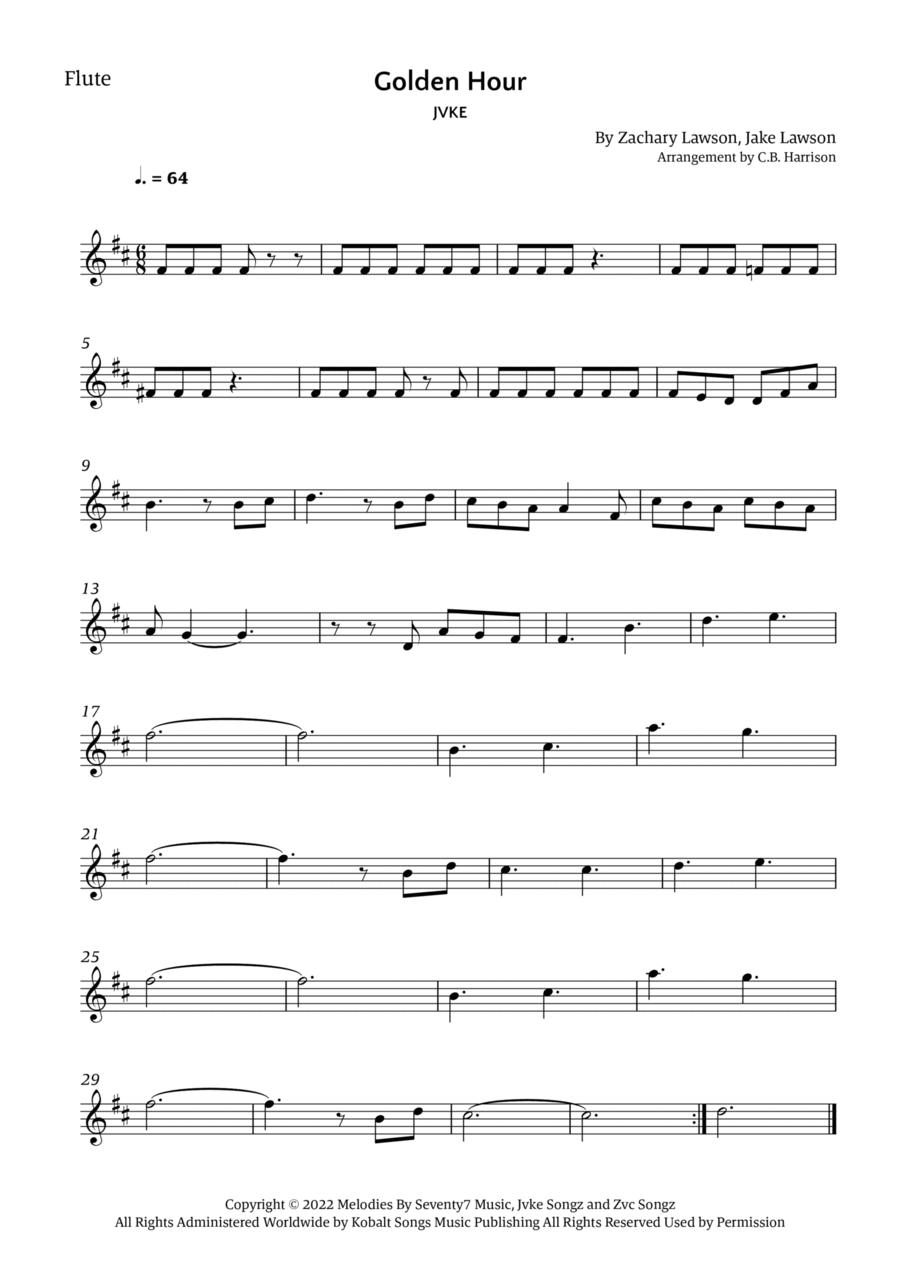 Golden Hour Flute Solo scores gallery preview page 1