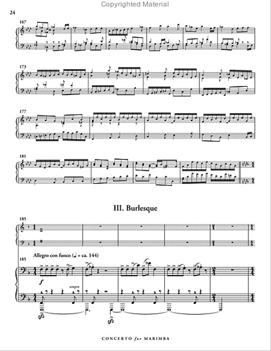 Concerto for Marimba & Wind Ensemble (piano reduction)