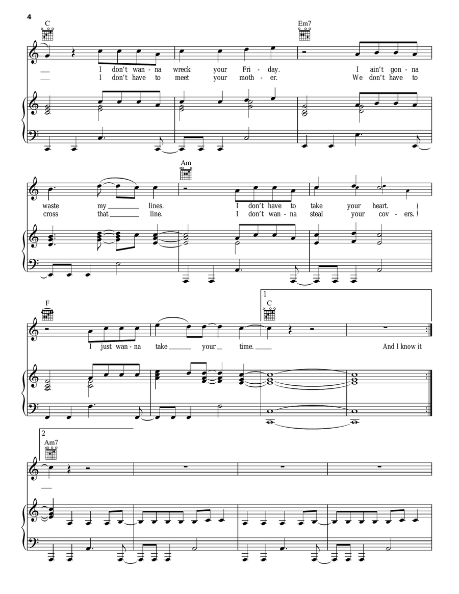Take Your Time Piano, Vocal, Guitar scores gallery preview page 4