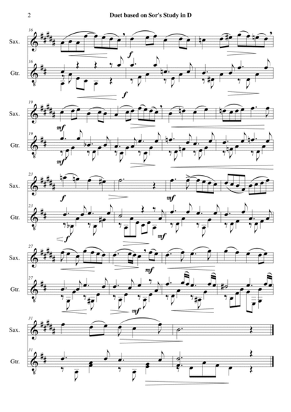 Study in D for guitar with added tune for alto saxophone image number null