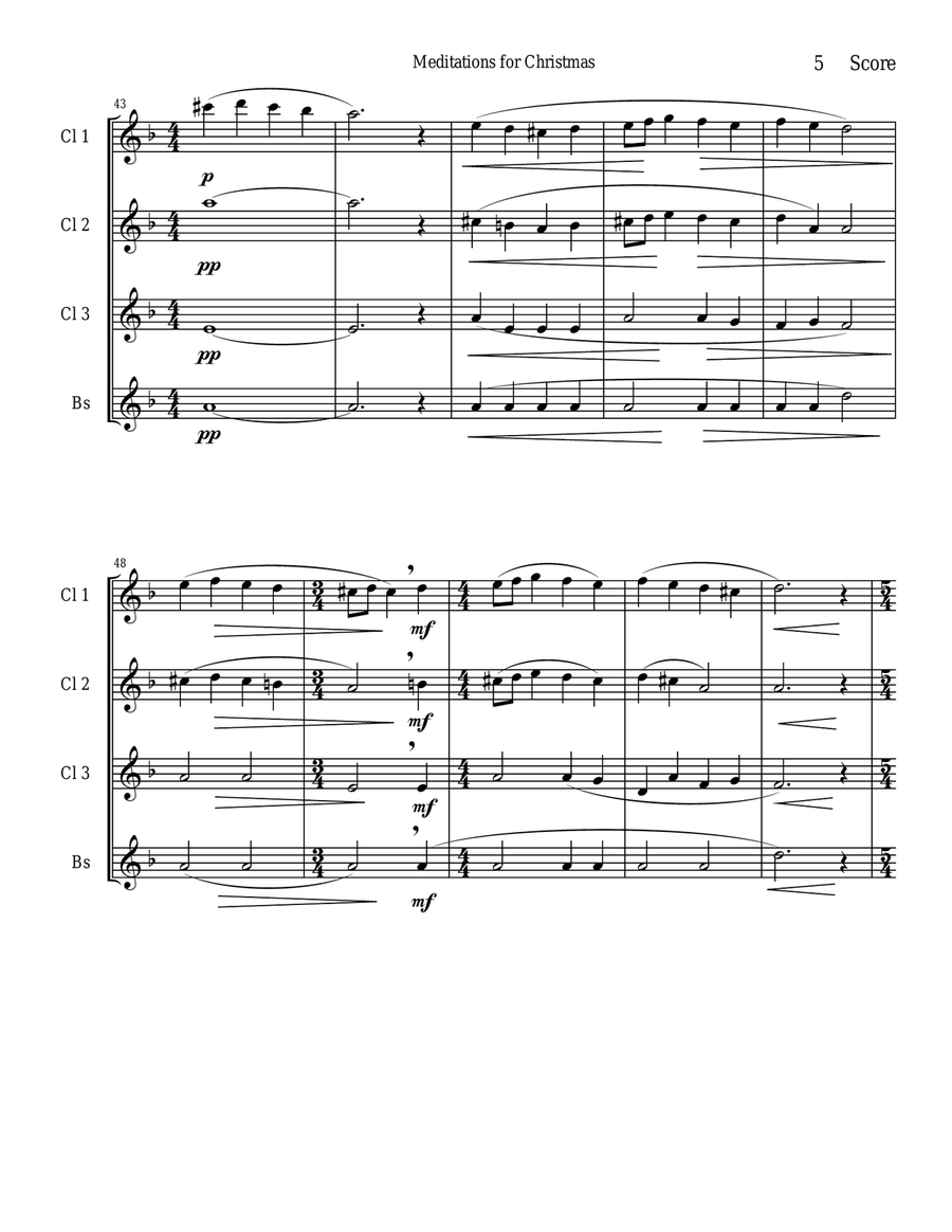 Meditations for Christmas, Russian Chant for Clarinet Quartet Clarinet Quartet scores gallery preview page 5