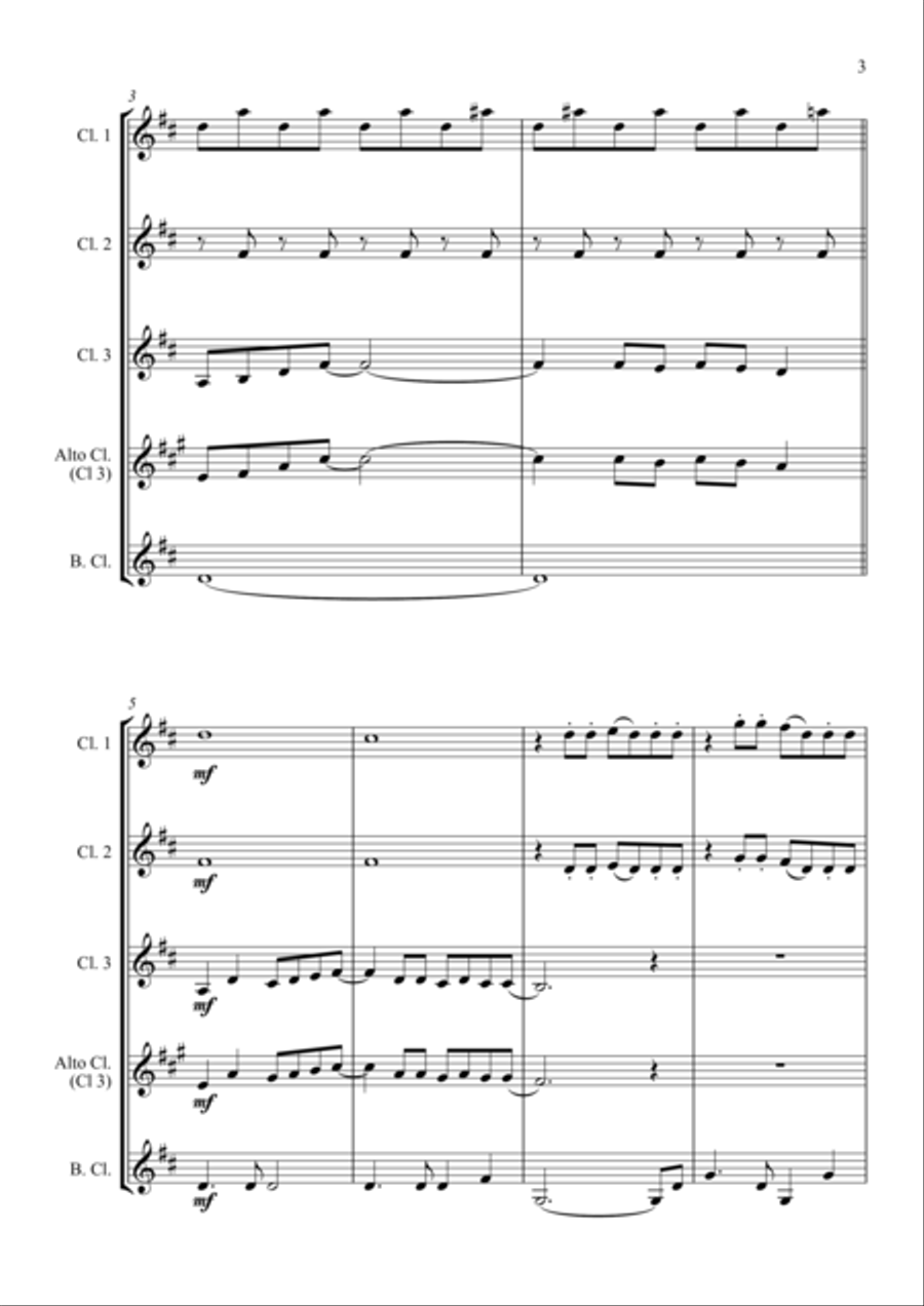 Mamma Mia Clarinet Quartet scores gallery preview page 3