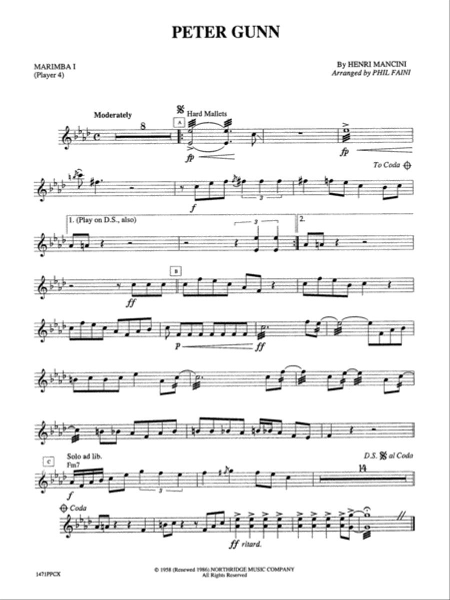 Peter Gunn: Mallets Percussion Ensemble scores gallery preview page 1