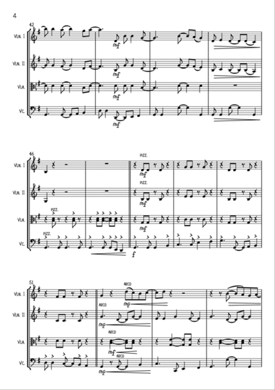 Brown Eyed Girl String Quartet scores gallery preview page 4