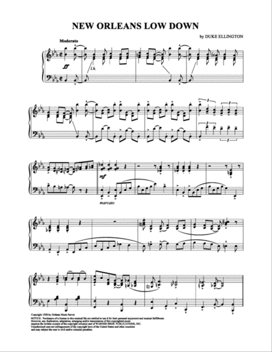 New Orleans Low Down Piano Solo scores gallery preview page 1