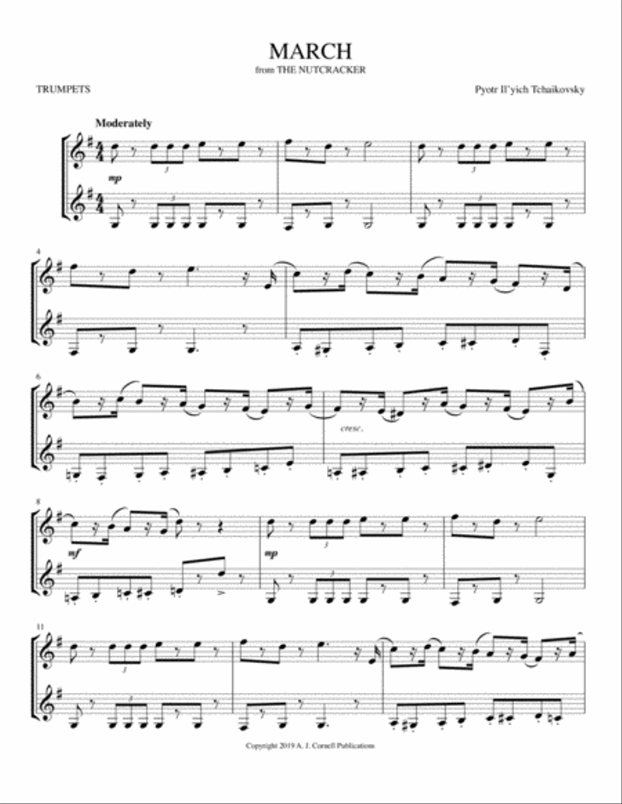 March (from The Nutcracker) Trumpet Duet scores gallery preview page 1