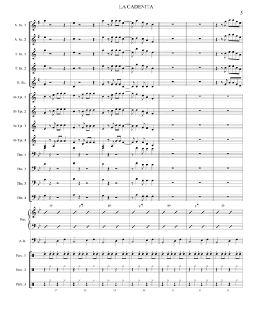 CARMEN, SE ME PERDIO LA CADENITA Jazz Ensemble scores gallery preview page 5