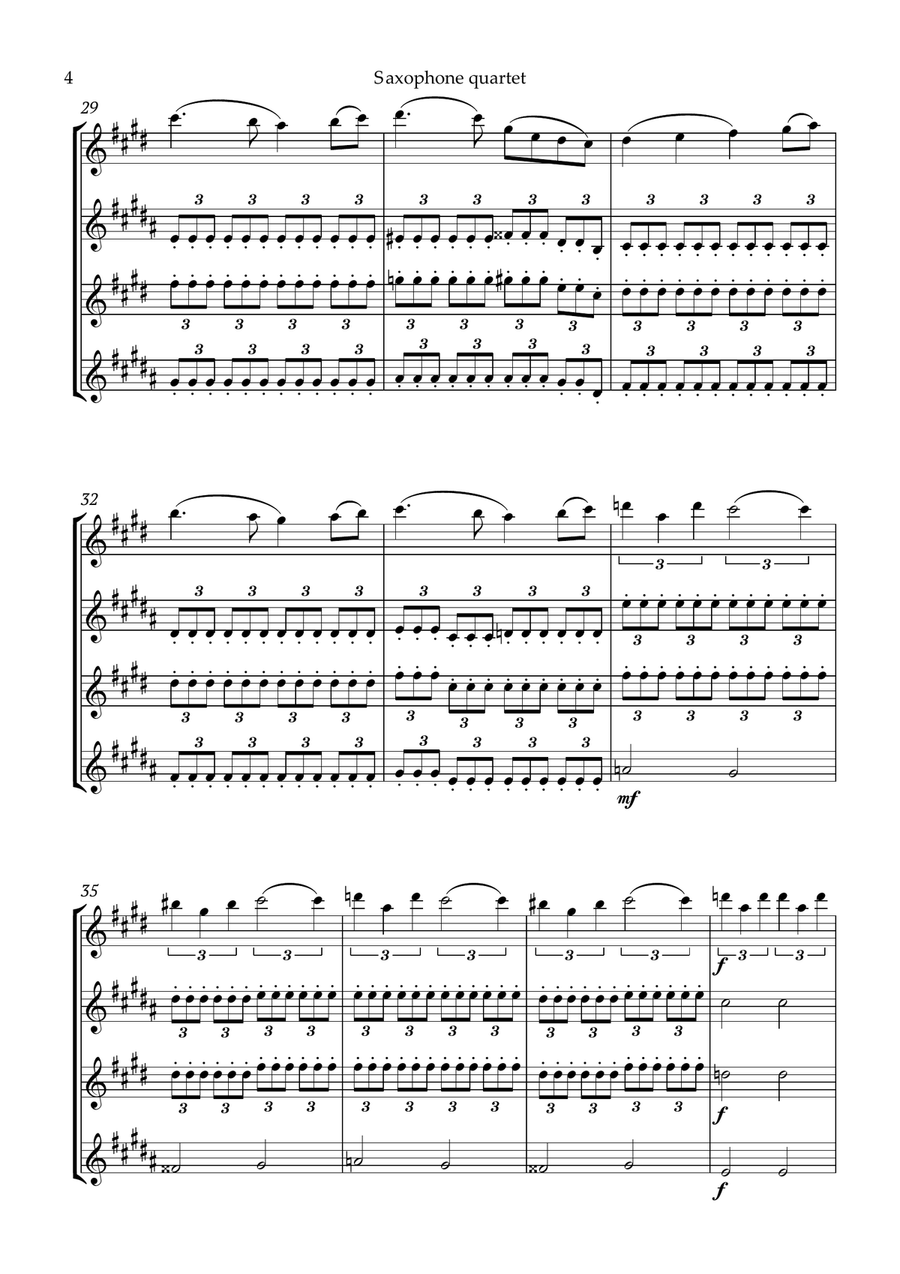 Swan Lake Tchaikovsky Saxophone Quartet Saxophone Quartet scores gallery preview page 5