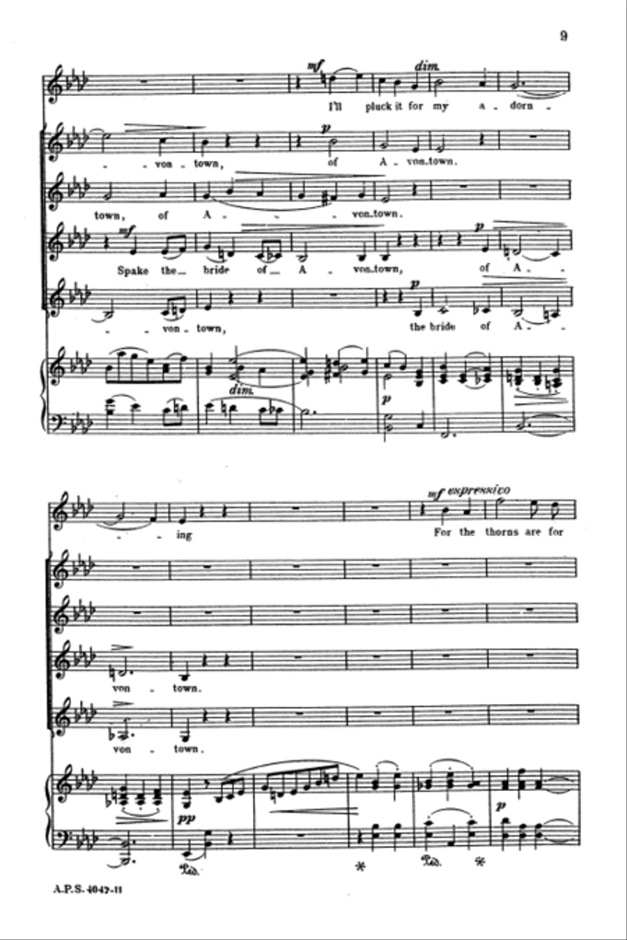 The Rose of Avontown, Op. 30 SSAA scores gallery preview page 9