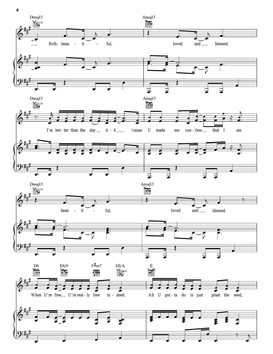 Beautiful, Loved And Blessed Piano, Vocal, Guitar scores gallery preview page 4