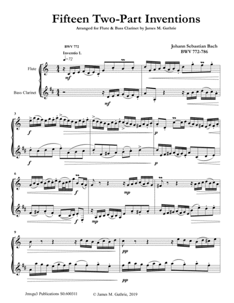 Bach: 15 Two-Part Inventions for Flute & Bass Clarinet image number null