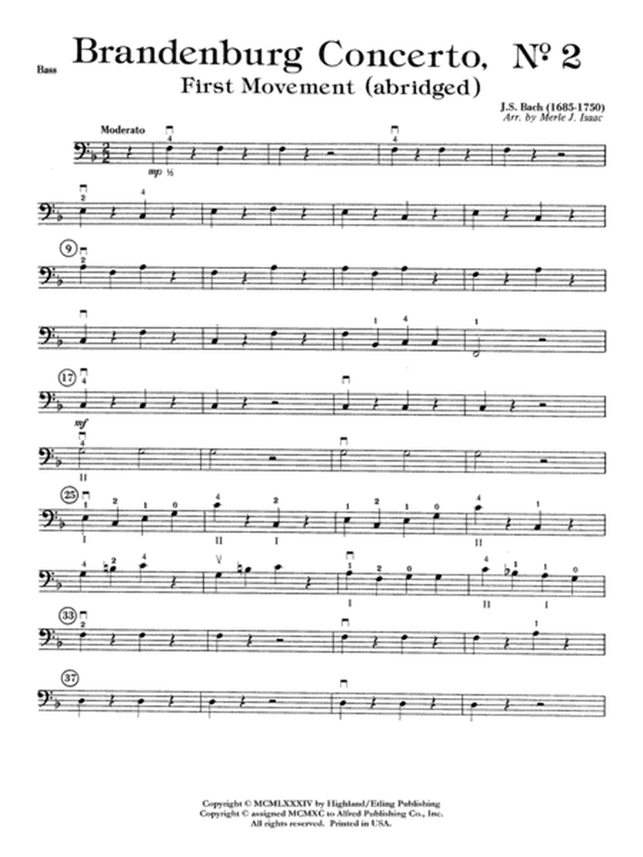 Brandenburg Concerto No. 2: String Bass