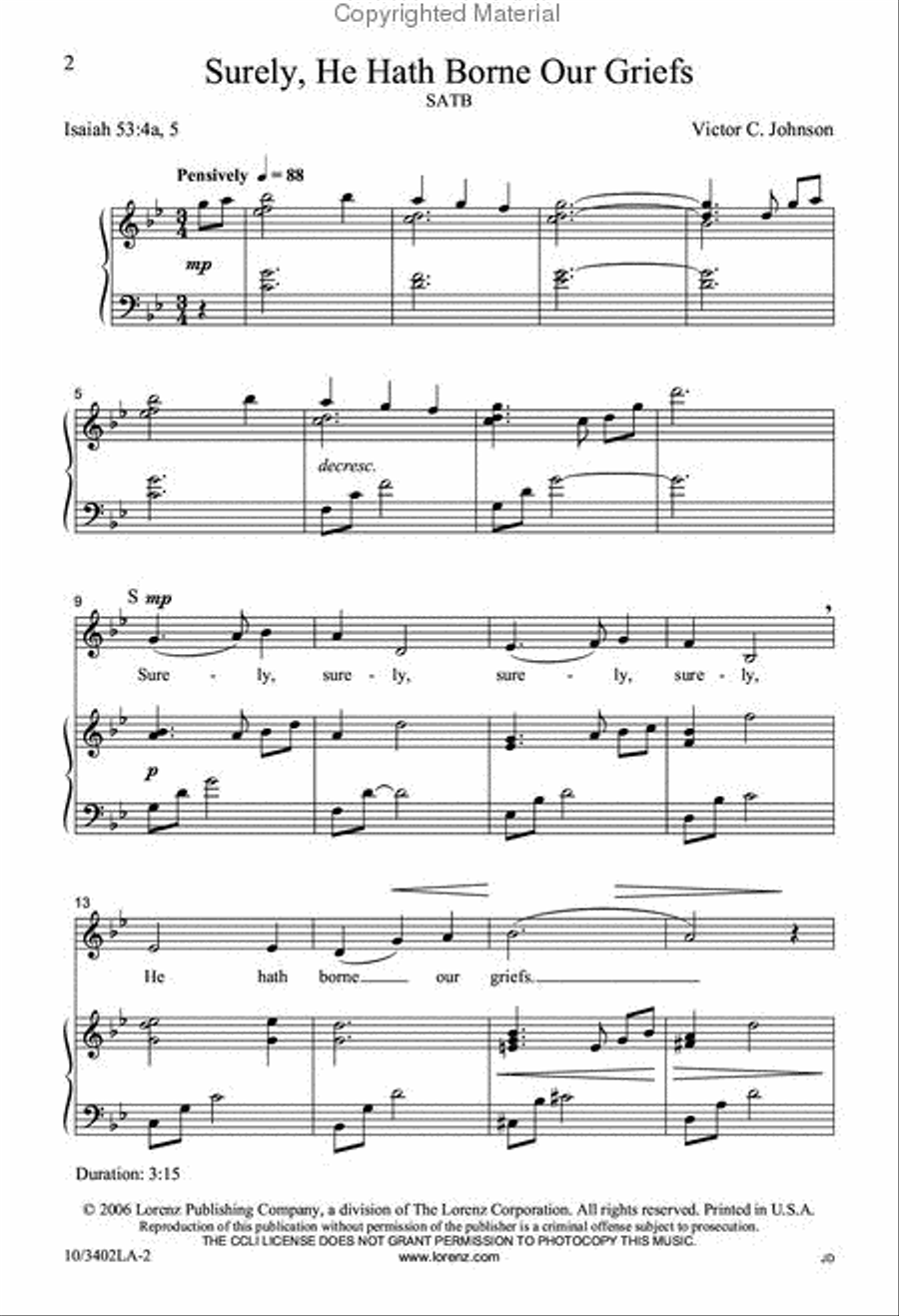 Surely, He Hath Borne Our Griefs 4-Part scores gallery preview page 2