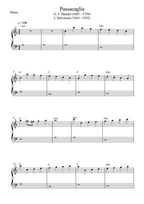 Book cover for Passacaglia - Handel / Halvorsen (Easy Piano)