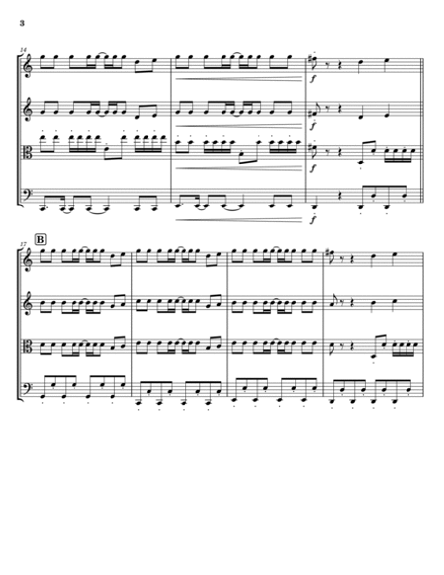 Baby Shark String Quartet scores gallery preview page 3