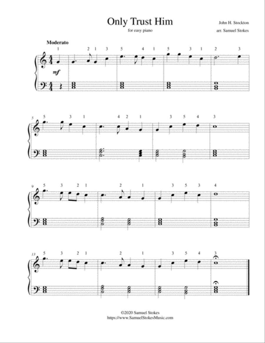 Only Trust Him - for easy piano Only Trust Him - for easy piano Easy Piano scores gallery preview page 1