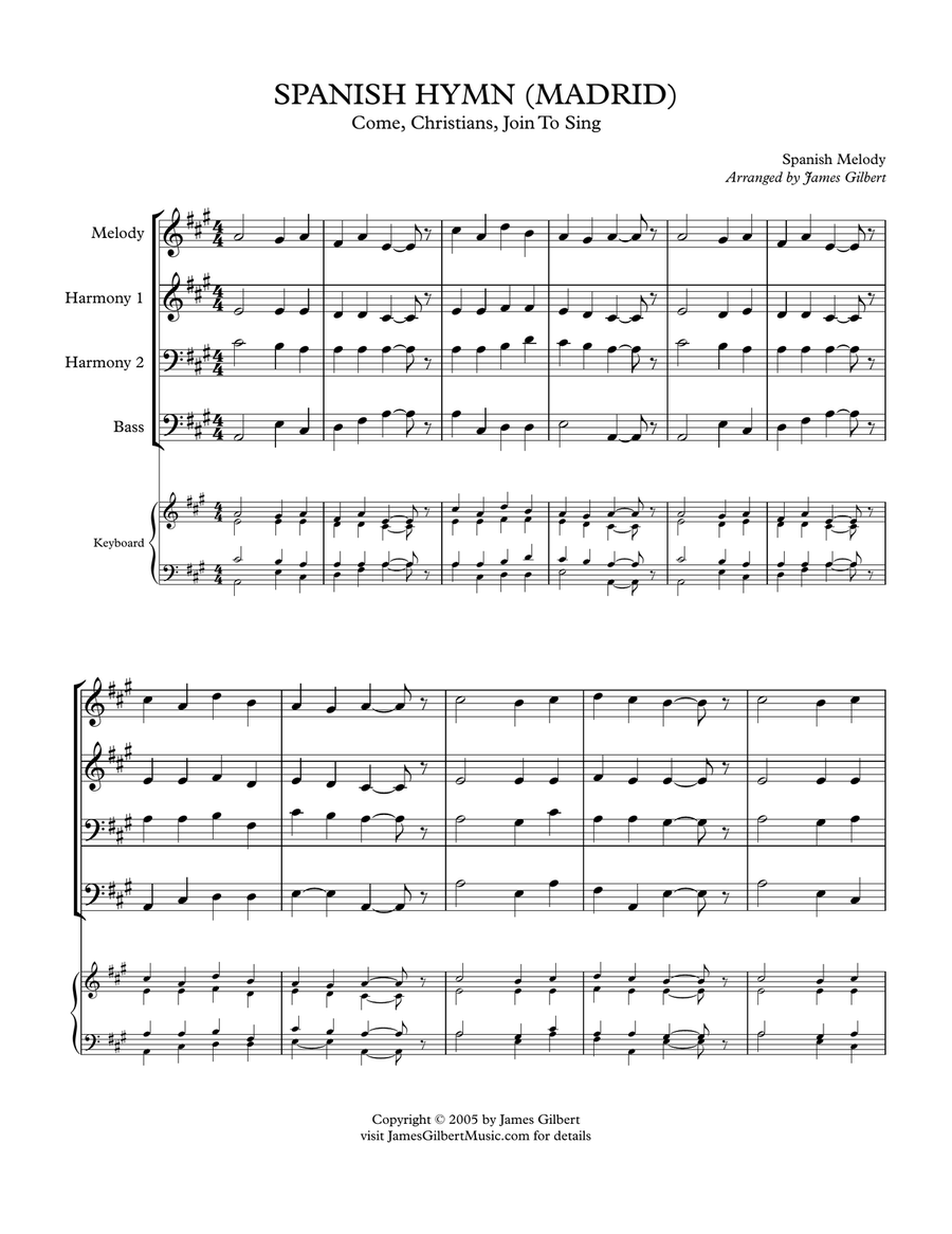 SPANISH HYMN [MADRID] (Come, Christians, Join To Sing) Small Ensemble scores gallery preview page 2