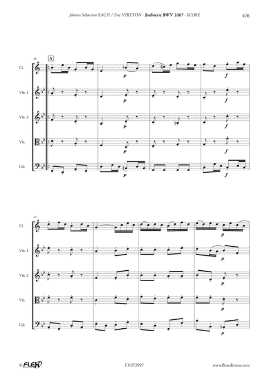 Badinerie BWV 1067 Clarinet scores gallery preview page 4